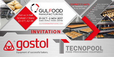 Gostol and Tecnopool invite you on exhibition GULFOOD MANUFACTURING, DUBAI from 31st October to 02nd November, 2017 